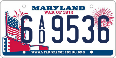 MD license plate 6AD9536