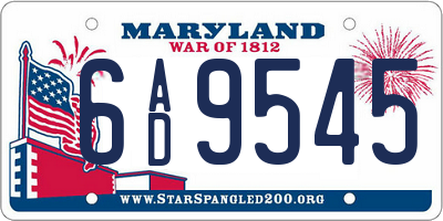 MD license plate 6AD9545