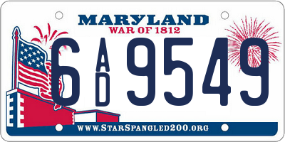 MD license plate 6AD9549