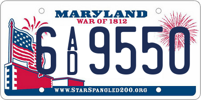 MD license plate 6AD9550