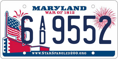 MD license plate 6AD9552