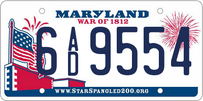 MD license plate 6AD9554