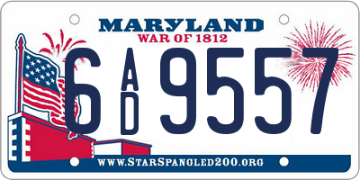 MD license plate 6AD9557
