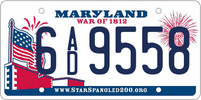 MD license plate 6AD9558