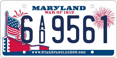 MD license plate 6AD9561