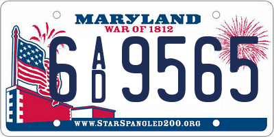 MD license plate 6AD9565
