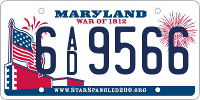 MD license plate 6AD9566