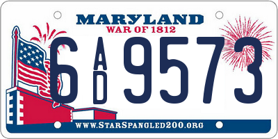 MD license plate 6AD9573