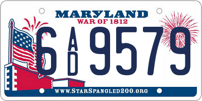 MD license plate 6AD9579
