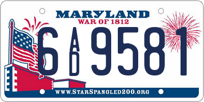 MD license plate 6AD9581
