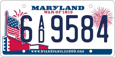MD license plate 6AD9584