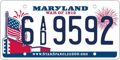 MD license plate 6AD9592
