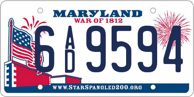 MD license plate 6AD9594