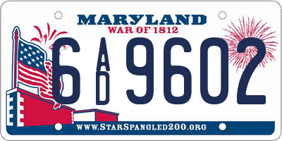 MD license plate 6AD9602