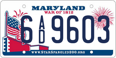 MD license plate 6AD9603
