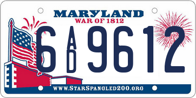 MD license plate 6AD9612