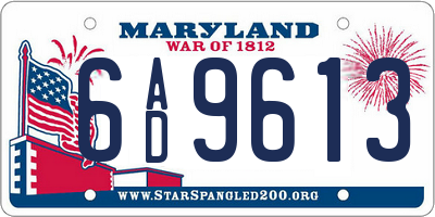 MD license plate 6AD9613
