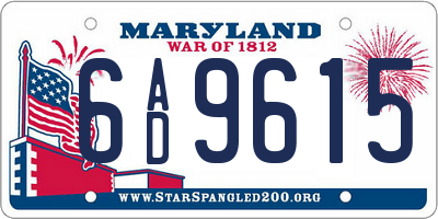 MD license plate 6AD9615