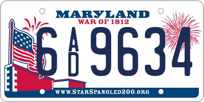 MD license plate 6AD9634