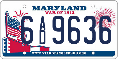 MD license plate 6AD9636