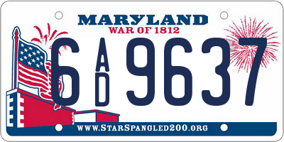 MD license plate 6AD9637