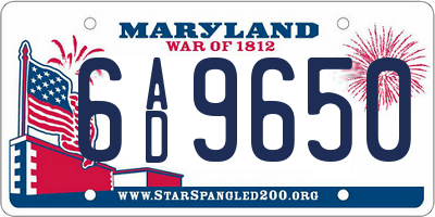 MD license plate 6AD9650