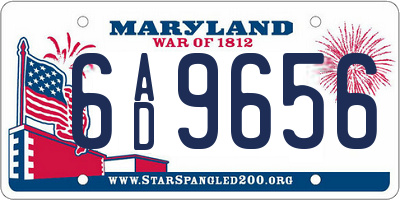 MD license plate 6AD9656