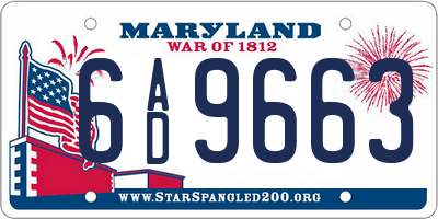 MD license plate 6AD9663
