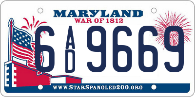 MD license plate 6AD9669