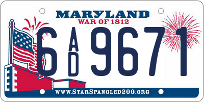 MD license plate 6AD9671