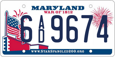MD license plate 6AD9674