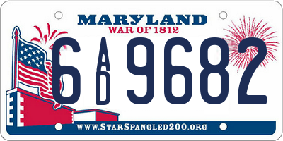 MD license plate 6AD9682