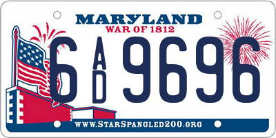 MD license plate 6AD9696