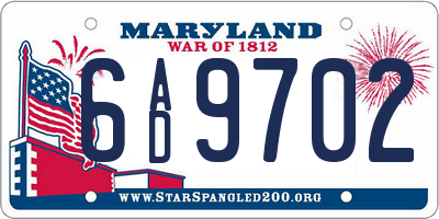 MD license plate 6AD9702