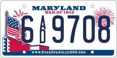 MD license plate 6AD9708