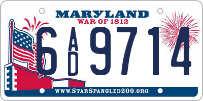 MD license plate 6AD9714