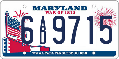 MD license plate 6AD9715