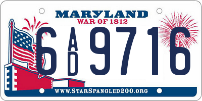 MD license plate 6AD9716