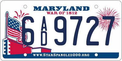 MD license plate 6AD9727