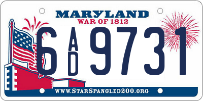 MD license plate 6AD9731
