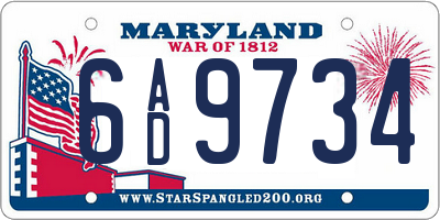 MD license plate 6AD9734