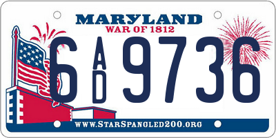 MD license plate 6AD9736