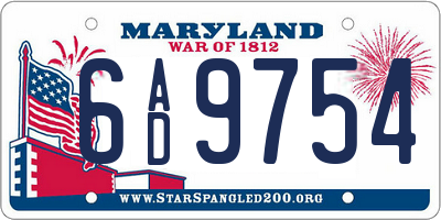 MD license plate 6AD9754