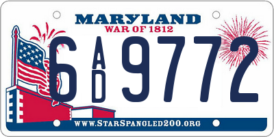 MD license plate 6AD9772