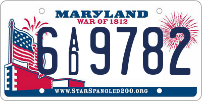 MD license plate 6AD9782