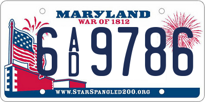 MD license plate 6AD9786