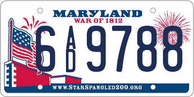 MD license plate 6AD9788