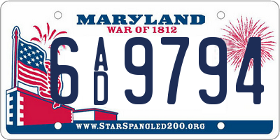 MD license plate 6AD9794