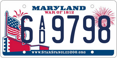 MD license plate 6AD9798