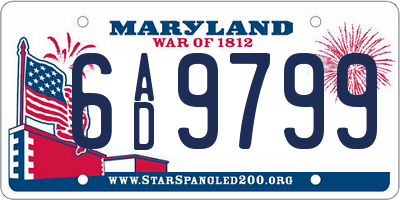 MD license plate 6AD9799